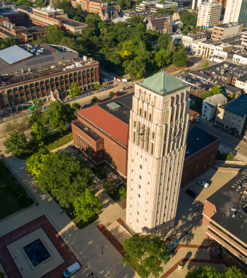 campus tower from the air